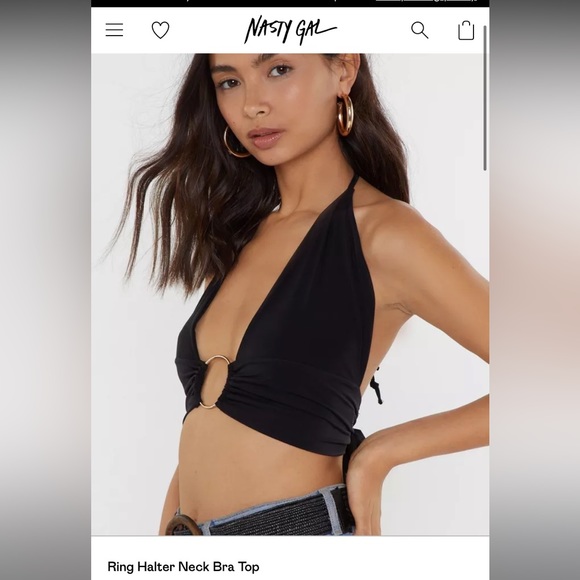 🦋4/$20 SALE - NWT Ring Halter Neck Bra Top from Nasty Gal - Picture 2 of 6